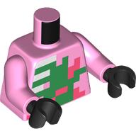 Torso Pixelated Zombie Coral Patches, Green Decaying Flesh, White Ribs Pattern / Bright Pink Arms / Black Hands: {светло пурпурен}