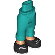 Mini Doll Hips and Trousers with Back Pockets and Cuffs with Molded Nougat Ankles and Feet and Printed Black Shoes with White Laces and Soles Pattern - Thick Hinge: {ярко синьо-зелен}