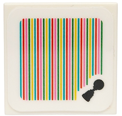 Tile 2 x 2 with Super Mario Scanner Code Horn Pattern (Sticker) - Set 72035: {бял}