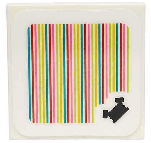 Tile 2 x 2 with Super Mario Scanner Code Engine Pattern (Sticker) - Set 72035: {бял}