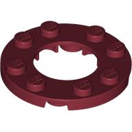 Plate, Round 4 x 4 with 2 x 2 Round Open Center: {нов тъмно червен}