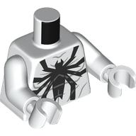 Torso with Light Bluish Gray Muscles Outline and Black Spider Front and Back Pattern / White Arms / White Hands: {бял}