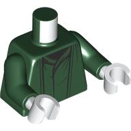 Torso Robe with Gathers, Lines and Dark Bluish Gray Collar Trim over Black Shirt Pattern / Dark Green Arms / White Hands: {земно зелен}