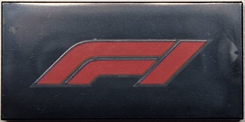 Tile 2 x 4 with Formula 1 Logo Stylized Red 'F1' Pattern: {черен}