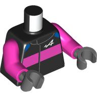 Torso Racing Suit with Blue Shoulders, Dark Pink Stripe and Alpine Formula 1 Logo Stylized White Capital Letter A Pattern / Dark Pink Arms / Dark Bluish Gray Hands: {черен}