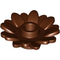Plant Flower 2 x 2 Round with 16 Petals (Sunflower) with Open Stud: {червеникаво-кафяв}