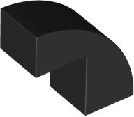 BRICK 1X2X1 2/3, BOW W/ CUTOUT, NO. 1: {черен}