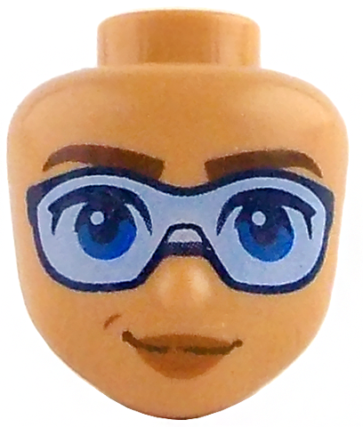 Mini Doll, Head Friends with Reddish Brown Eyebrows, Blue Eyes, Dark Blue Sunglasses with Bright Light Blue Lenses, Dark Orange Lips, Closed Mouth Smile Pattern Item No: 112005: {нуга}