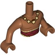 Torso Mini Doll Man Dark Red Sash Belt, Muscle Contours, Tan and Dark Brown Beaded Necklace Pattern, Sienna Arms with Hands: {сиена кафяво}