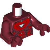 Torso Armor with Metallic Light Blue and White Triangle Arc Reactor, Red Panels, Gold Trim on Back Pattern (Iron Man Mark 6) / Dark Red Arms / Dark Red Hands: {нов тъмно червен}