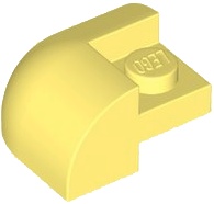 BRICK,2X2X1,BOW OUTSIDE CORNER,W/ CUTOUT: {студено жълт}