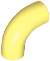 Brick, Round Tube 1 x 1 d. 90 degrees Elbow Macaroni - No Stud - Type 2 - Axle Hole: {студено жълт}