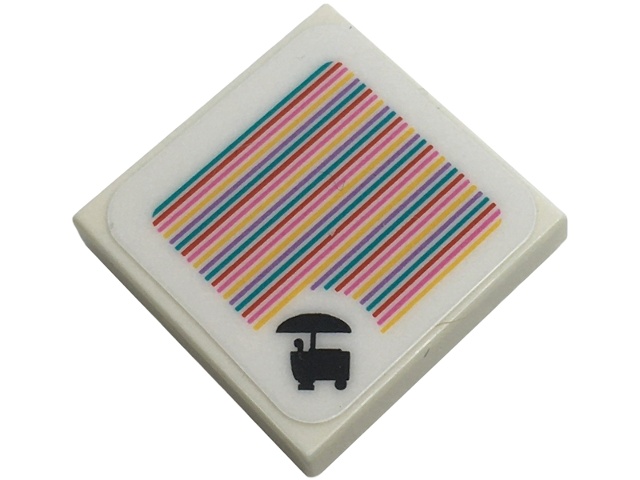 Tile 2 x 2 with Super Mario Scanner Code Sweets Wagon Pattern (Sticker) - Set 72036: {бял}