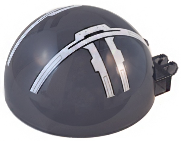 Windscreen 6 x 6 x 3 Canopy Half Sphere with Dual 2 Fingers with SW Rebel Ghost Cockpit, White Perpendicular Lines with Rivets and Black Outlines Pattern: {прозрачно черен}