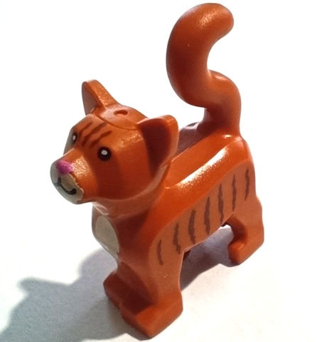 Cat, Standing with Black Eyes, Tan Chest and Muzzle, Reddish Brown Stripes, and Dark Pink Nose Pattern (BAM): {тъмно оранжев}