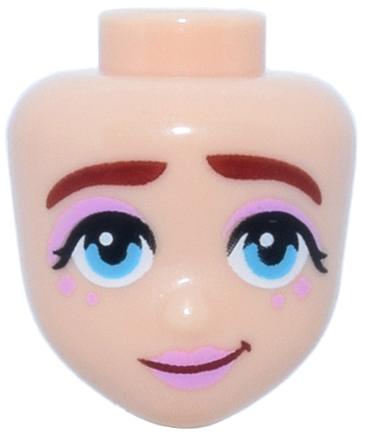 Mini Doll, Head Friends with Thick Dark Red Eyebrows, Medium Azure Eyes, Bright Pink Lips, Eyeshadow and Face Paint, Smirk Pattern: {светло нуга}