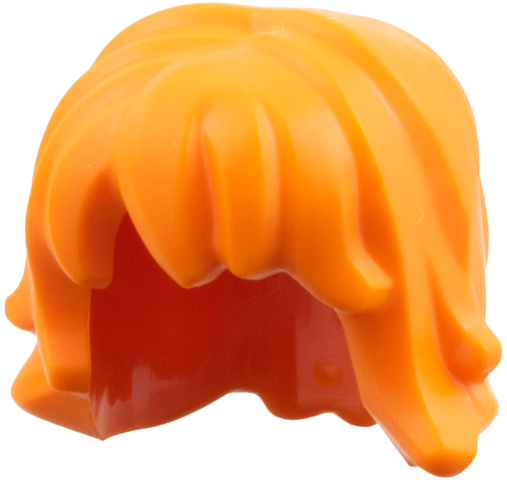 Minifigure, Hair Female Mid-Length Wavy with Bangs: {ярко оранжев}