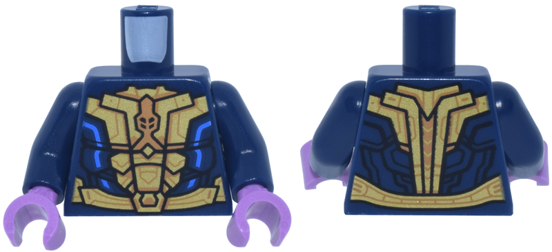 Torso Gold and Medium Nougat Breastplate and Belt, Blue Armor Accents Pattern / Dark Blue Arms / Medium Lavender Hands: {земно син}