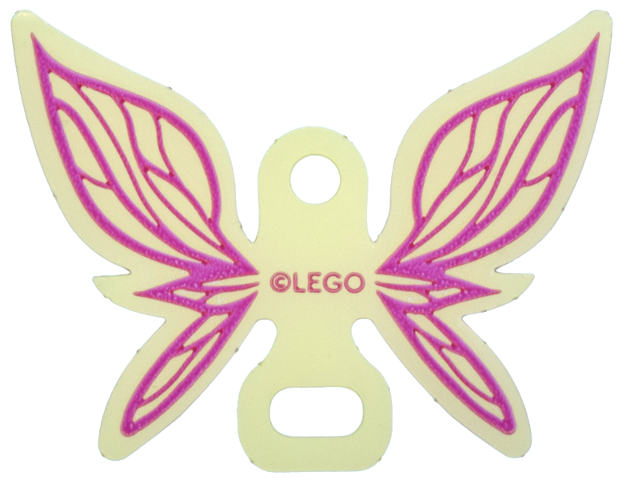 Plastic Part for Set 42661 - Wings Fairy / Butterfly Shape with Magenta Veins on Bright Light Yellow Background Pattern: {мултикомбинация}