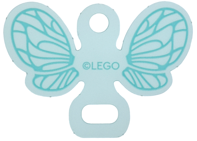 Plastic Part for Set 42661 - Wings Fairy / Bumblebee Shape with Dark Turquoise Veins on Light Aqua Background Pattern: {мултикомбинация}