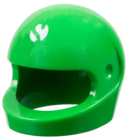 Minifigure, Headgear Helmet Motorcycle (Standard) with Sauber Formula 1 Logo Partial Capital Letter S on White Circle Pattern: {ярко зелен}