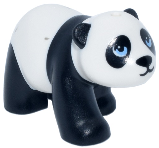 Panda, Mini Doll Style with Molded White Head and Body and Printed Black Nose and Eye Patches and Bright Light Blue Eyes Pattern (Friends Lan Lan): {черен}