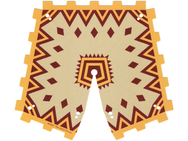 Cloth Tent / Roof Pyramid with Bright Light Orange and Dark Red Zigzag Lines and Diamonds Pattern: {тухлено жълт}