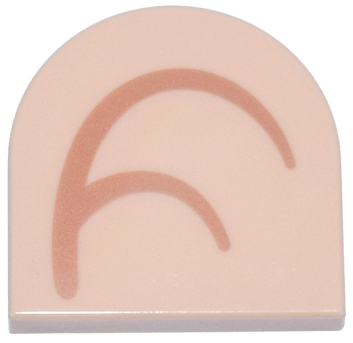 Tile, Round 2 x 2 Half Circle Extended with Medium Nougat Curved Lines Pattern Model Left Side (Super Mario Inner Ear): {светло нуга}