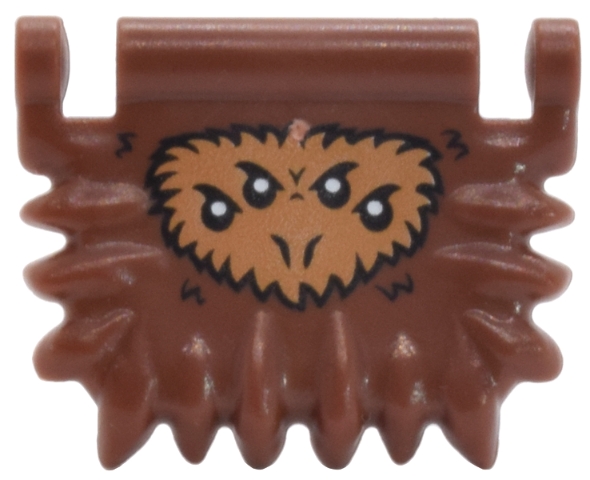 Minifigure, Utensil Book Cover, Fangs Around Edge with Medium Nougat Fur and 4 Black and White Eyes Pattern: {червеникаво-кафяв}