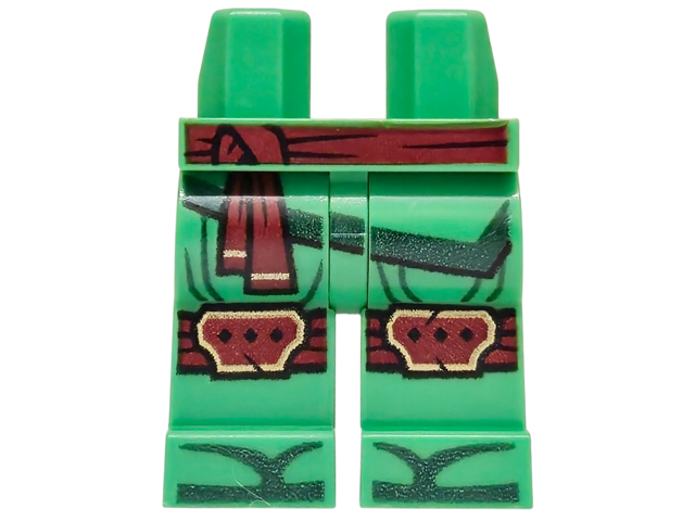 Hips and Legs with Dark Red Sash and Gold Kneepads, Dark Green Robe Ends and Toes Pattern: {ярко зелен}
