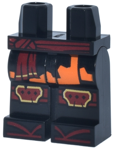 Hips and Legs with Dark Red and Gold Sash and Knee Pads, Robe Ends with Orange Trim and Zori Sandals Pattern: {черен}