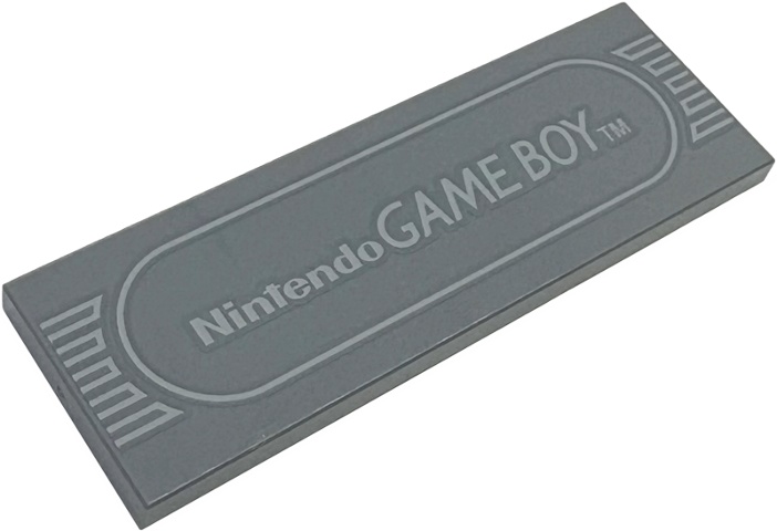 Tile 2 x 6 with Light Bluish Gray 'Nintendo GAME BOY' and Oval Outline Pattern: {тъмно каменно сив}