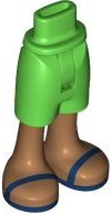 Mini Doll Hips and Shorts with Molded Medium Nougat Legs and Printed Dark Blue Sandals Pattern - Thin Hinge: {ярко зелен}