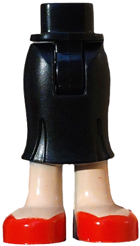 Mini Doll Hips and Skirt Long, Light Nougat Legs and Red Shoes Pattern - Thick Hinge: {черен}