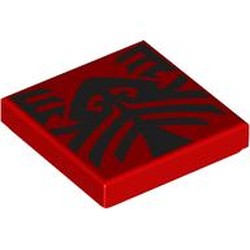 Tile 2 x 2 with Black Tattoo Markings Pattern: {ярко червен}