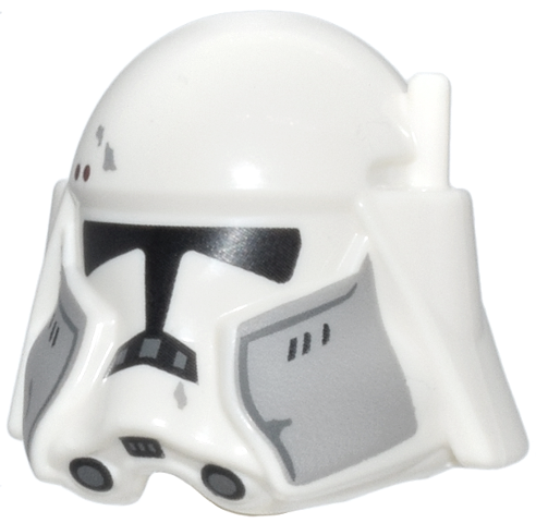 Minifigure, Headgear Helmet SW Clone Commander with Black Visor and Light Bluish Gray Cheek Guards Pattern: {бял}