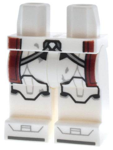 Hips and Legs with SW Clone Trooper Armor, Light Bluish Gray Markings and Straps and Dark Red Kama Pattern: {бял}