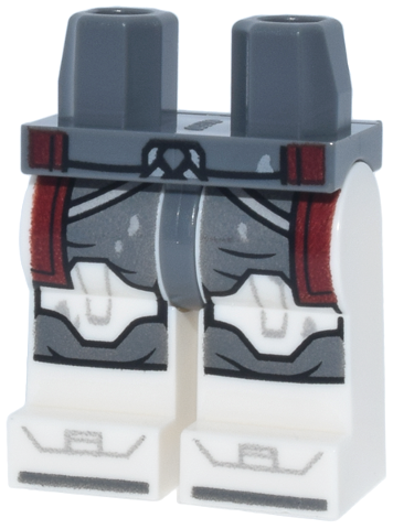 Hips and White Legs with SW Clone Trooper Armor, Dark Bluish Gray Pants, Light Bluish Gray Markings and Straps and Dark Red Kama Pattern: {тъмно каменно сив}