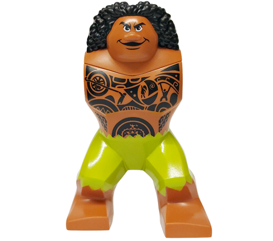 Body Giant, Maui with Lime Shorts and Black Hawaiian Tattoos, Lassoing the Sun, Moana on Canoe, and Pulling Up the Sky Pattern: {сиена кафяво}