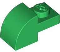 BRICK, 1X2X1, BOW, W/ CUTOUT: {тъмно зелен}