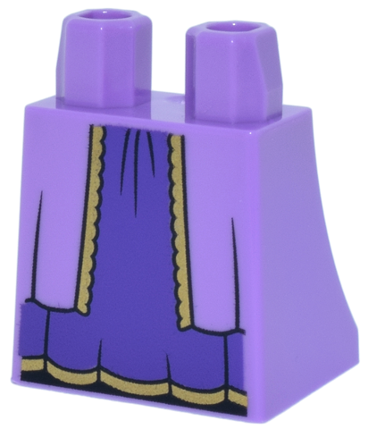 Lower Body, Skirt with Robe Ends with Gold Trim Open over Dark Purple Dress with Black Creases Pattern: {умерено лавандулов}