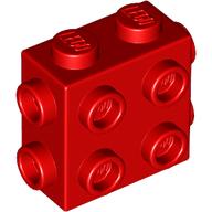 BRICK 1X2X1 2/3, W/ 8 KNOBS: {ярко червен}