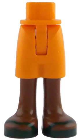 Mini Doll Hips and Shorts with Molded Reddish Brown Legs and Printed Dark Green Sandals Pattern - Thin Hinge: {ярко оранжев}