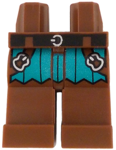 Hips and Legs with Black Belt with Silver Buckle, Dark Turquoise Surcoat, Straps with Buckles Pattern: {червеникаво-кафяв}