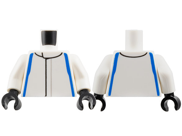 Torso Racing Suit with Blue Sides Pattern / White Arms / Black Hands: {бял}