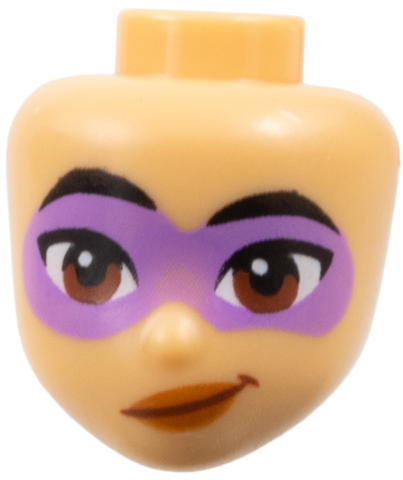 Mini Doll, Head Friends with Black Eyebrows, Medium Lavender Domino Mask, Reddish Brown Eyes, Dark Orange Lips Pattern: {умерен тан}