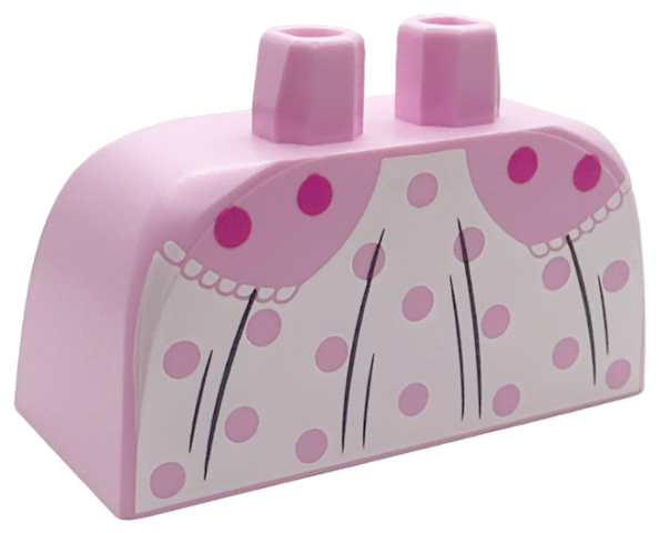 Lower Body, Skirt Wide with Side Hoops (Panniers) with White Polka Dot Dress, Lace Hem, Dark Pink Dots and Black Fold Lines Pattern: {светло пурпурен}