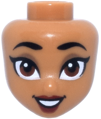 Mini Doll, Head Friends with Black Eyebrows, Dark Tan Eye Shadow, Reddish Brown Eyes, Dark Red Lips, Open Mouth Smile with Teeth Pattern: {умерен нуга}