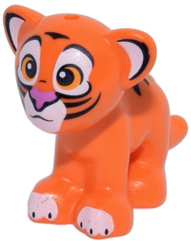 Cat, Mini Doll Style, Large, Baby Cub with Black Stripes, Dark Pink Nose, White Eye Patches, Auricles, Paws and Muzzle Pattern (Disney Rajah the Tiger): {ярко оранжев}