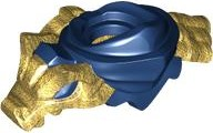 Minifigure Armor Shoulder Pads and Scarf with Molded Pearl Gold Dragon Head, Tail and Scabbard for 2 Katanas Pattern: {земно син}